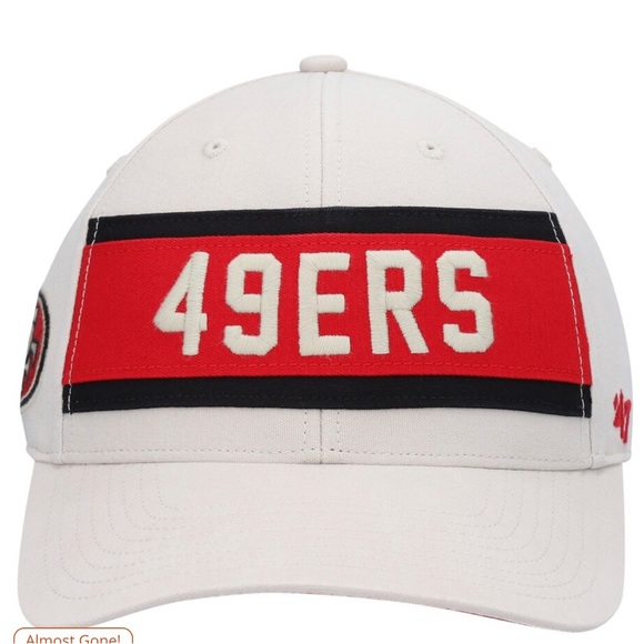 BNWT Men's '47 Cream San Francisco 49ers Crossroad MVP Adjustable Hat - Picture 2 of 4